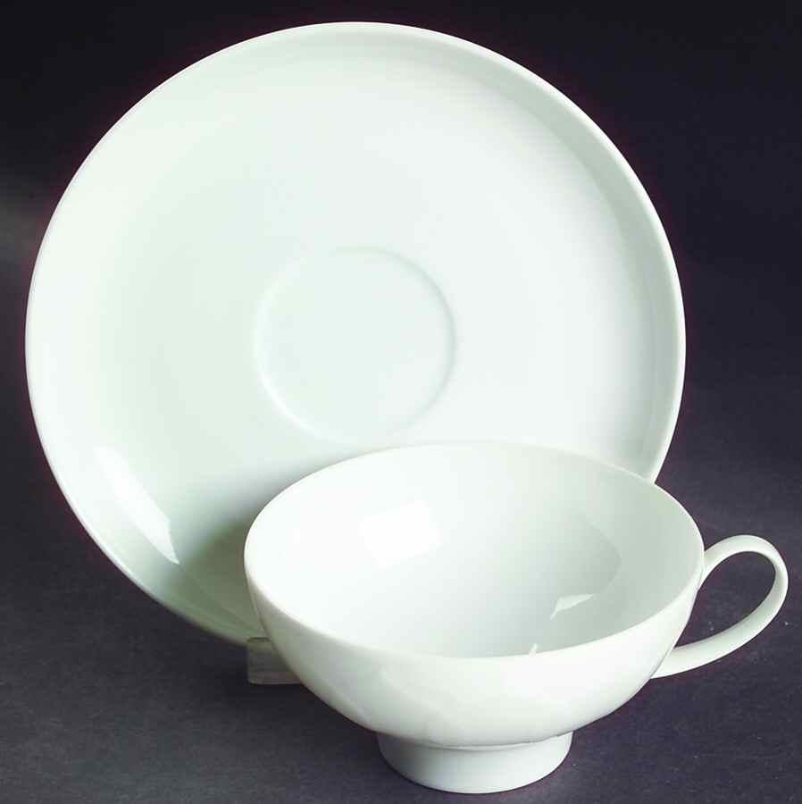Lotus White Flat Cup & Saucer Set by Rosenthal - Continental-1
