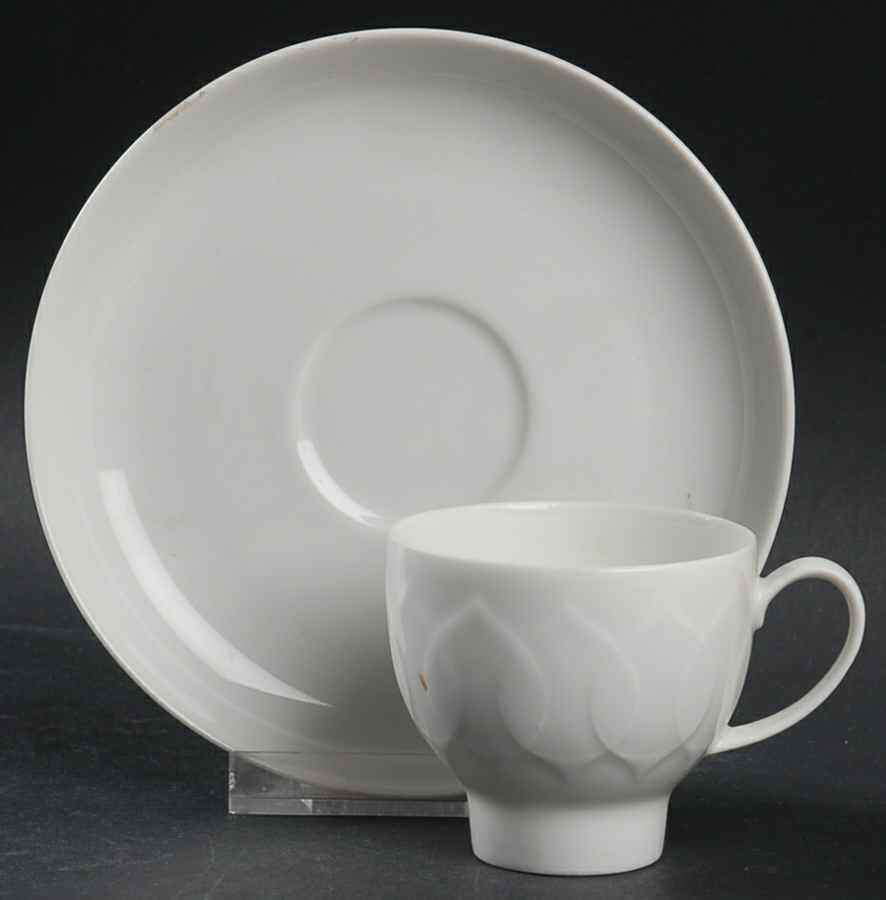 Lotus White Flat Demitasse Cup & Saucer Set by Rosenthal - Continental-1