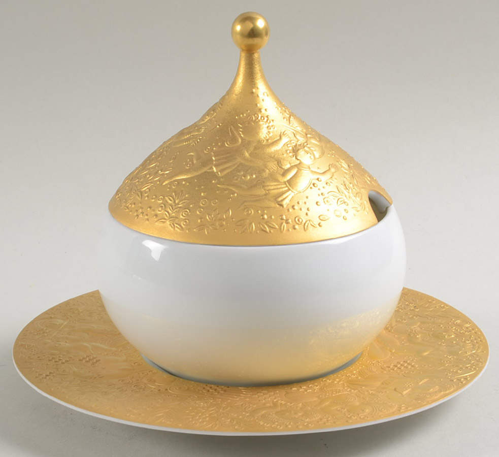 Magic Flute Gold (Sarastro) Sauce Boat & Lid with Underplate by Rosenthal - Continental-1