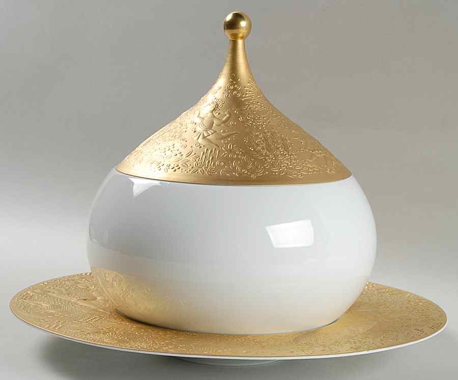 Magic Flute Gold (Sarastro) Round Covered Vegetable with Underplate by Rosenthal - Continental-1