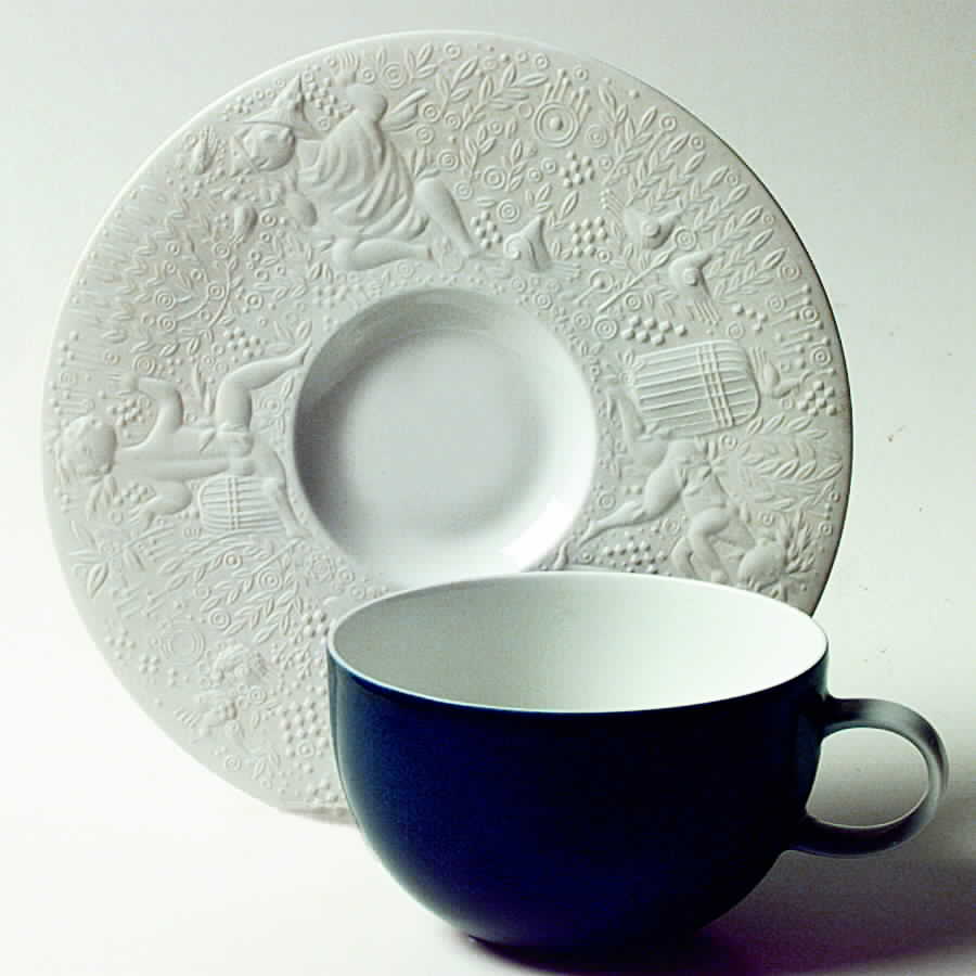Magic Flute Cobalt Flat Cup & Saucer Set by Rosenthal - Continental-1