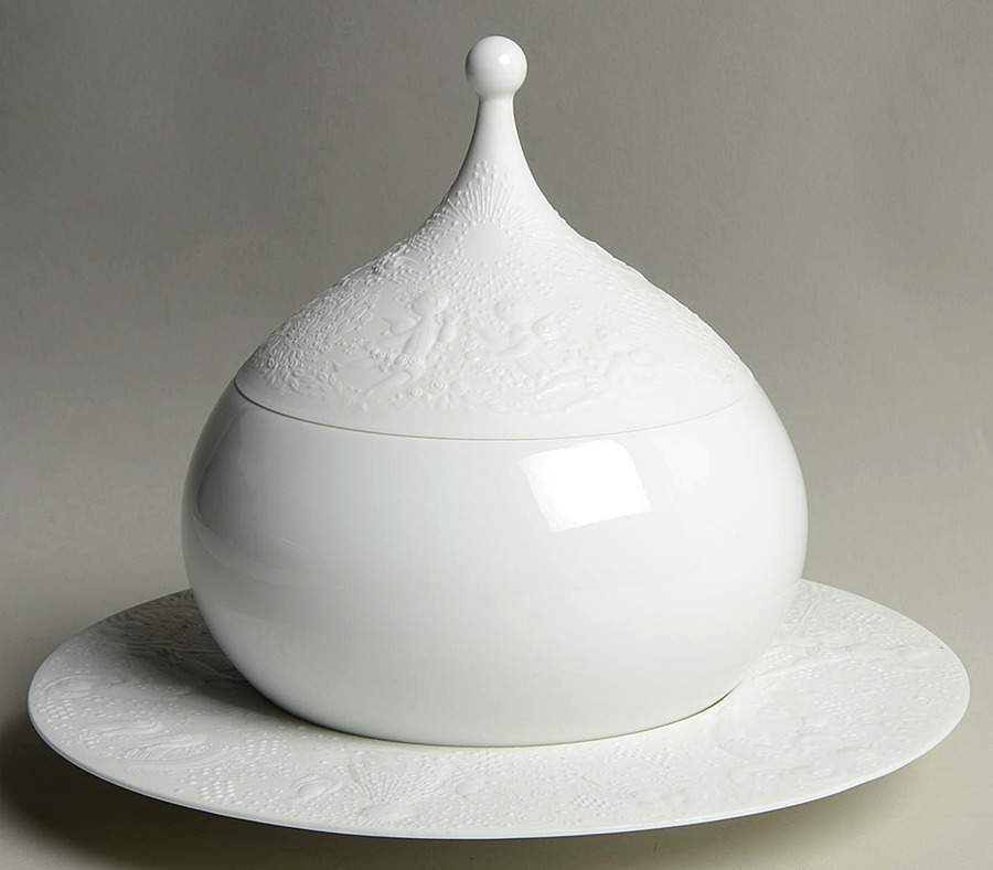 Magic Flute White Round Covered Vegetable with Underplate by Rosenthal - Continental-1