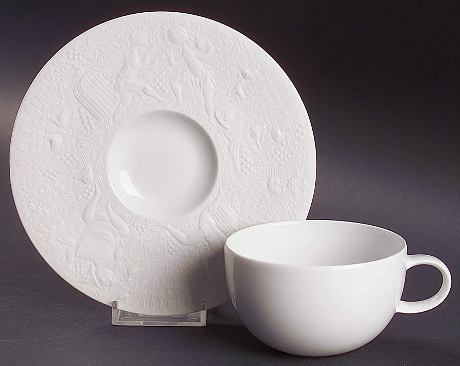 Magic Flute White Flat Cup & Saucer Set by Rosenthal - Continental-1