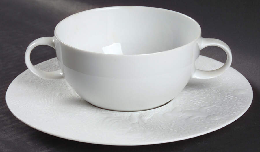 Magic Flute White Flat Cream Soup Bowl & Saucer Set by Rosenthal - Continental-1