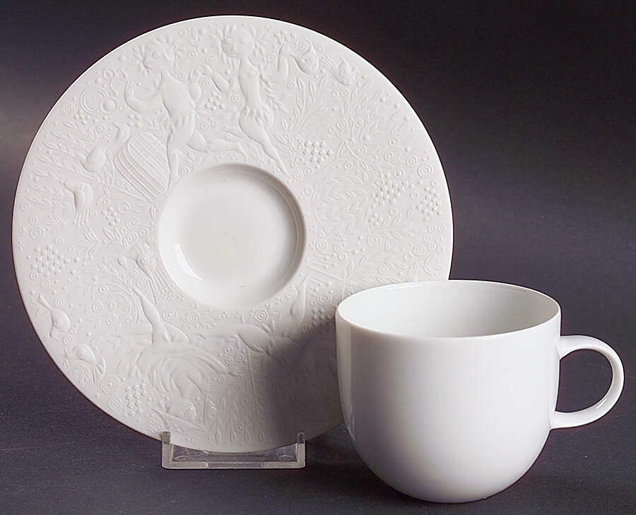 Magic Flute White Flat Cup & Saucer Set by Rosenthal - Continental-1