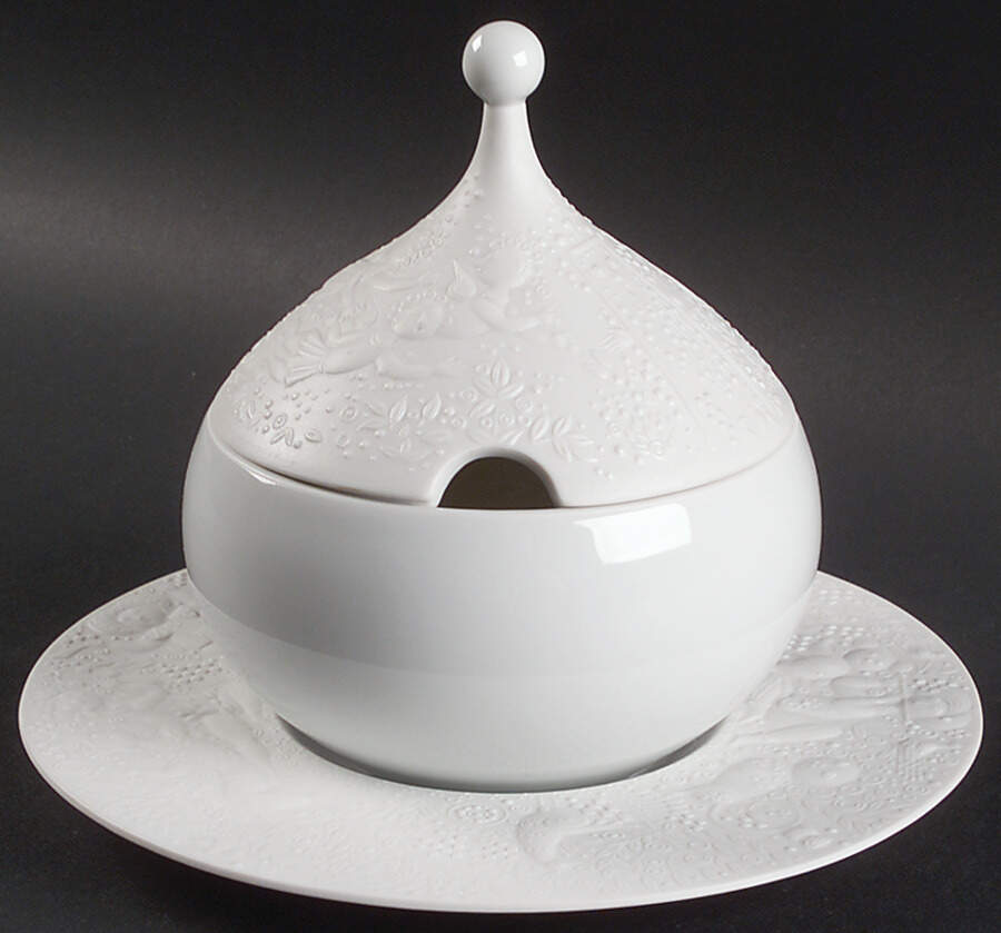 Magic Flute White Sauce Boat & Lid with Underplate by Rosenthal - Continental-1