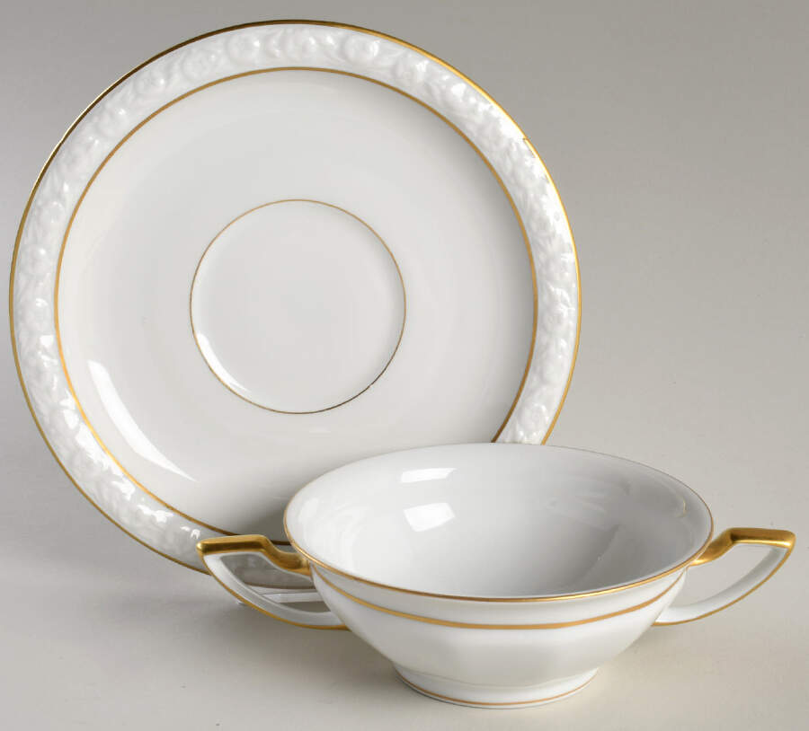 Maria Gold Flat Cream Soup Bowl & Saucer Set by Rosenthal - Continental-1