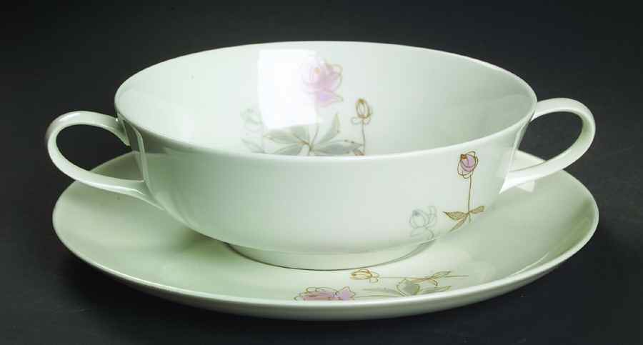 Margaret Rose (Form E) Footed Cream Soup Bowl & Saucer Set by Rosenthal - Continental-1