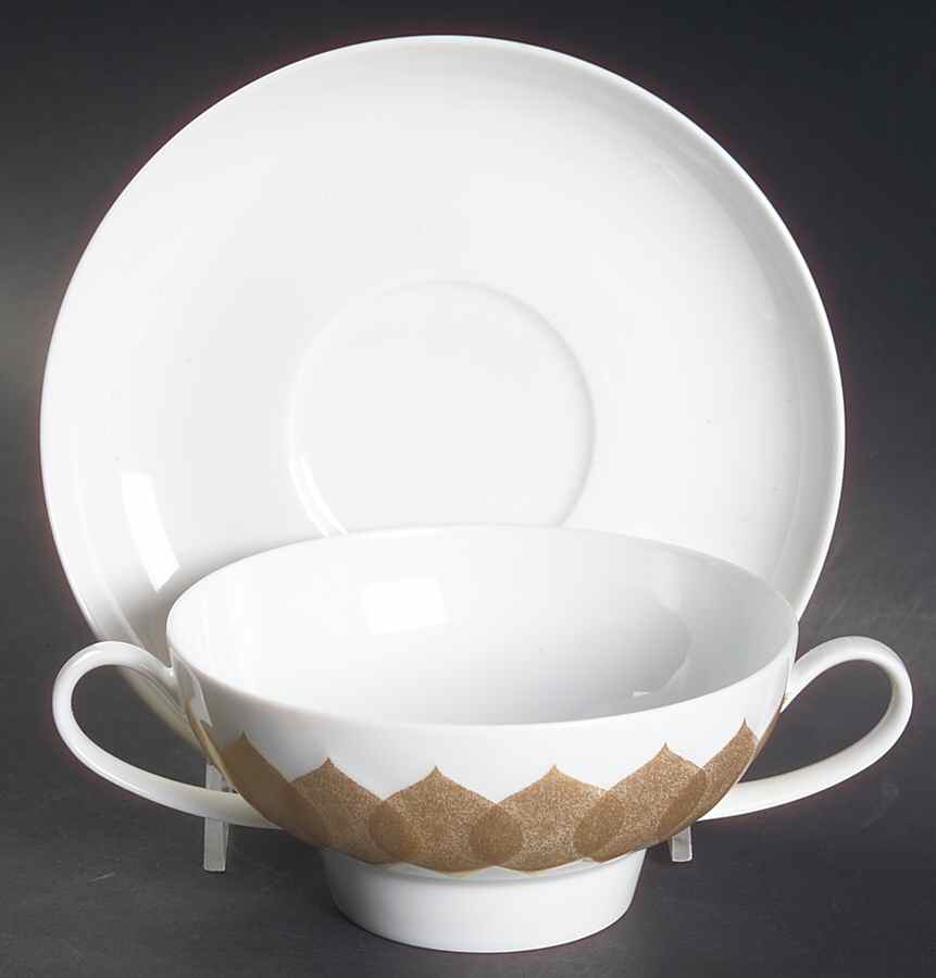Marquise (Lotus Shape) Footed Cream Soup Bowl & Saucer Set by Rosenthal - Continental-1