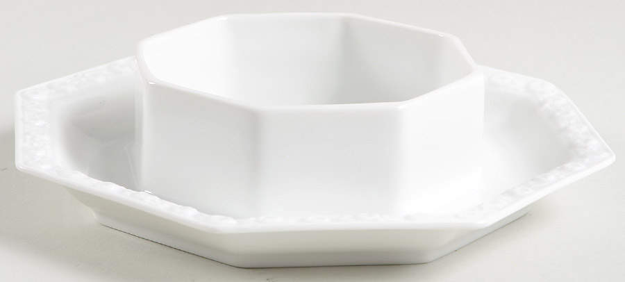 Maria White (12 Sided) Sauce Boat with Attached Underplate No Lid by Rosenthal - Continental-1