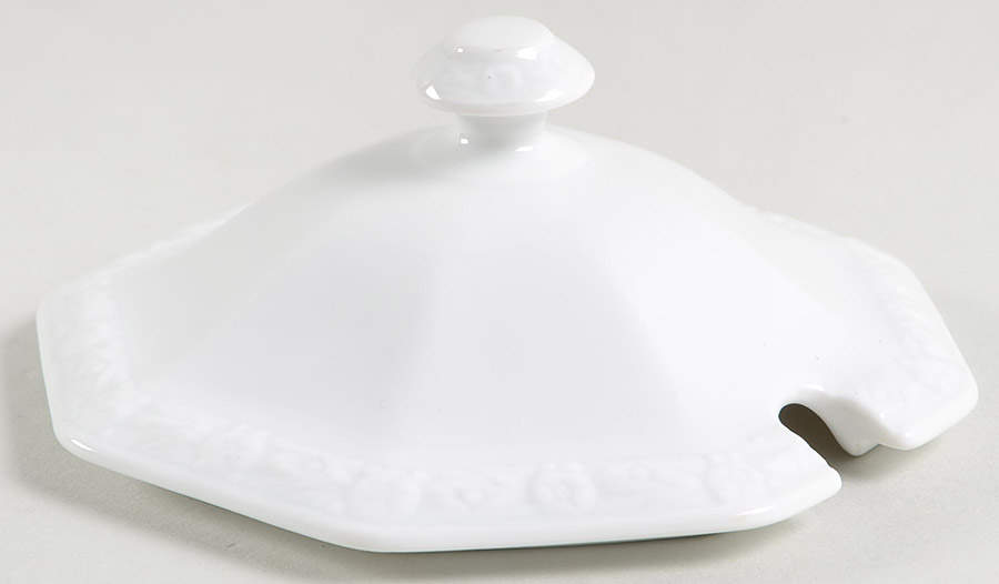 Maria White (12 Sided) Lid for Sauce Boat with Attached Underplate by Rosenthal - Continental-1