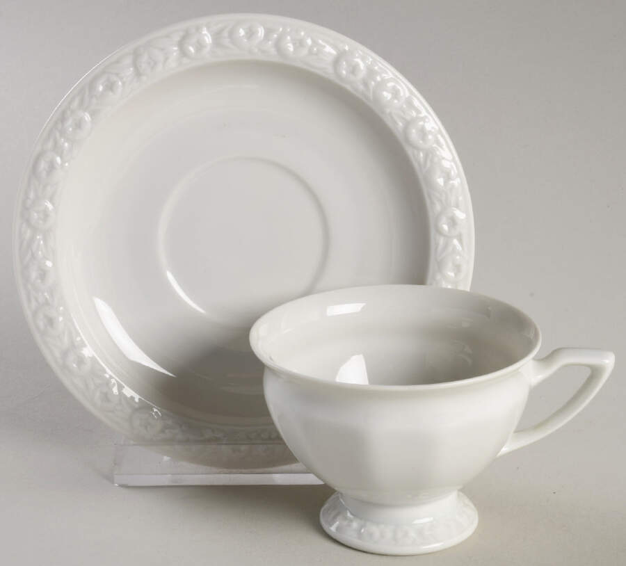 Maria White (12 Sided) Footed Demitasse Cup & Saucer Set by Rosenthal - Continental-1