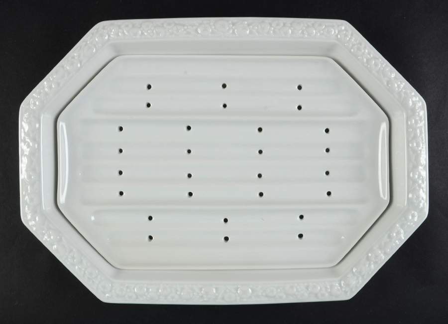 Maria White (12 Sided) Oval Serving Platter w/Strainer by Rosenthal - Continental-1