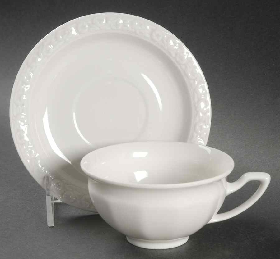 Maria White (12 Sided) Flat Cup & Saucer Set by Rosenthal - Continental-1