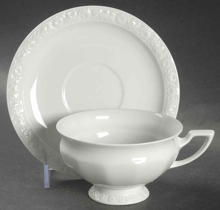 Maria White (12 Sided) Oversized Cup & Saucer Set by Rosenthal - Continental-1