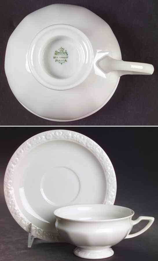 Maria White (12 Sided) Footed Cup & Saucer Set by Rosenthal - Continental-1