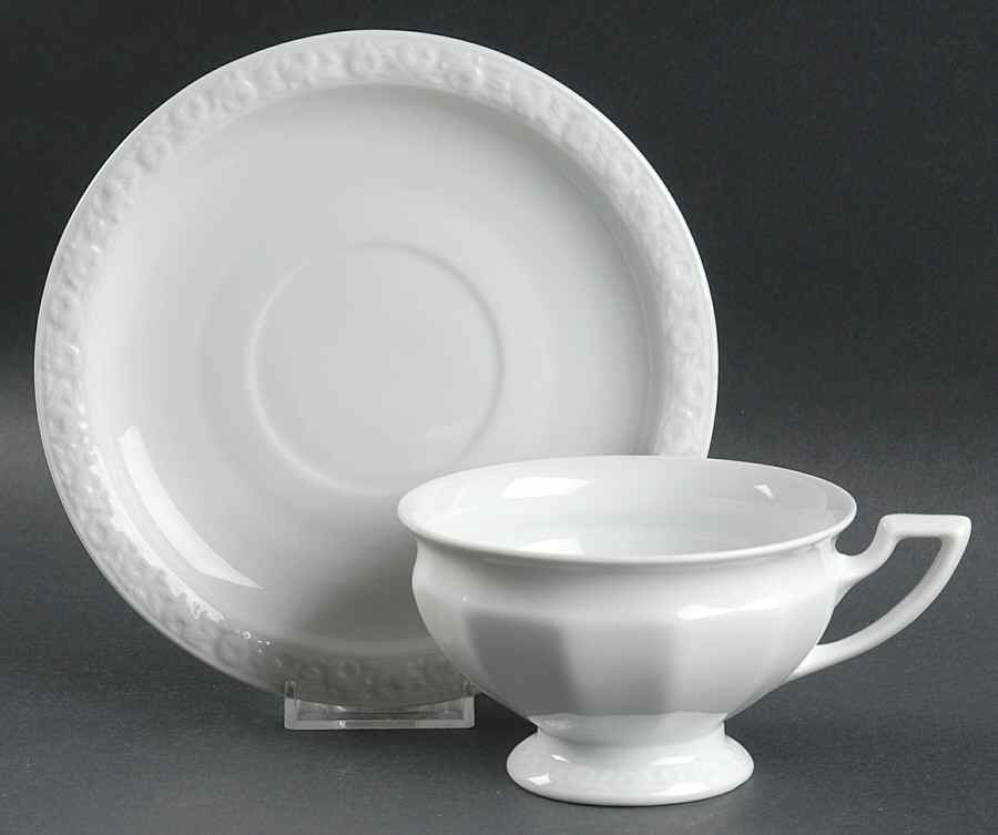 Maria White (12 Sided) Oversized Cup & Saucer Set by Rosenthal - Continental-1