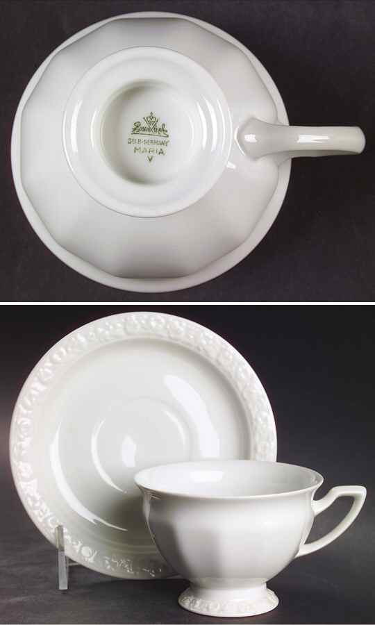 Maria White (12 Sided) Footed Cup & Saucer Set by Rosenthal - Continental-1