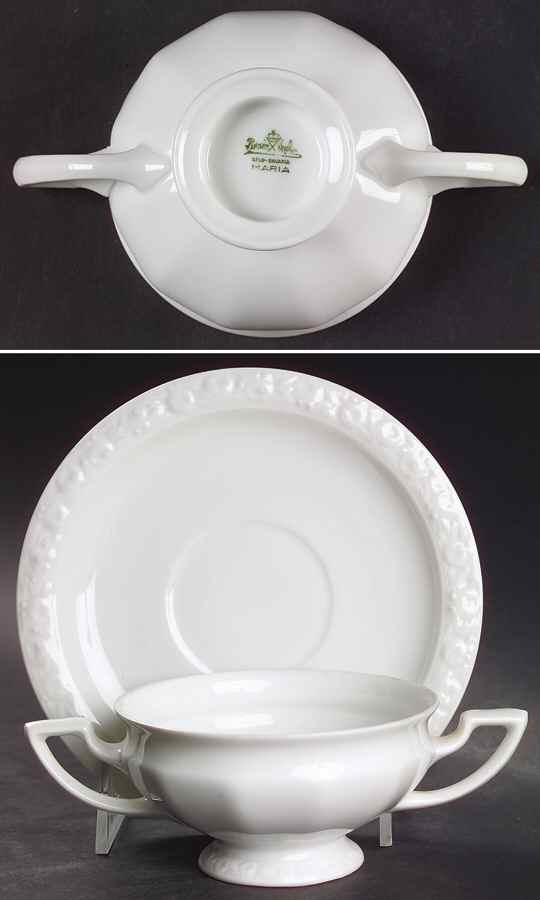 Maria White (12 Sided) Footed Bouillon Cup & Saucer by Rosenthal - Continental-1