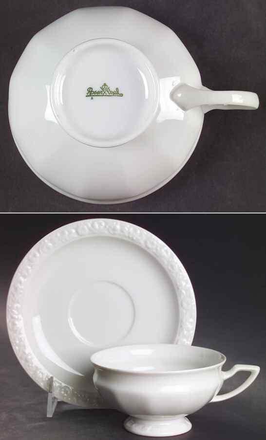 Maria White (12 Sided) Footed Cup & Saucer Set by Rosenthal - Continental-1