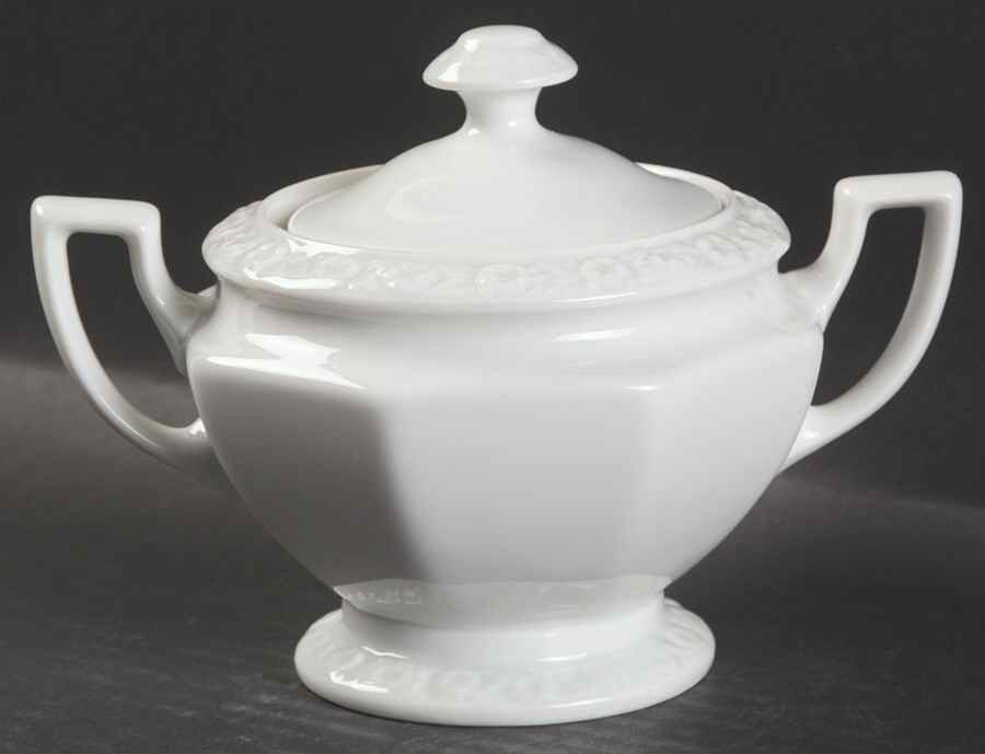 Maria White (12 Sided) Sugar Bowl & Lid by Rosenthal - Continental-1