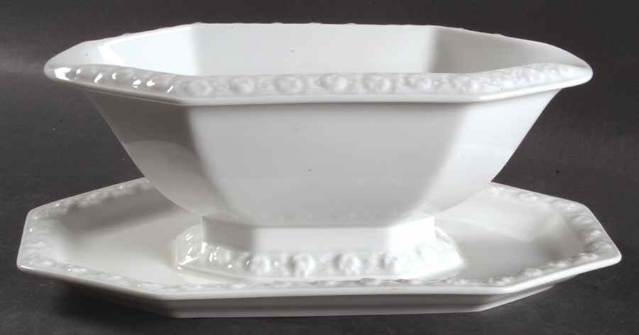 Maria White (12 Sided) Gravy Boat with Attached Underplate by Rosenthal - Continental-1
