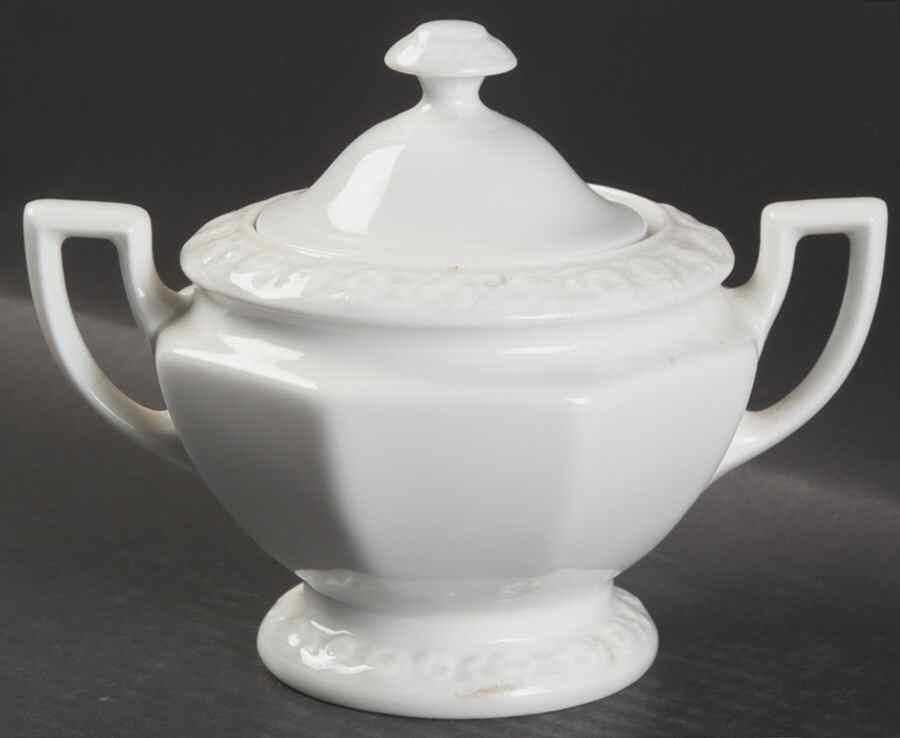 Maria White (12 Sided) Sugar Bowl & Lid by Rosenthal - Continental-1