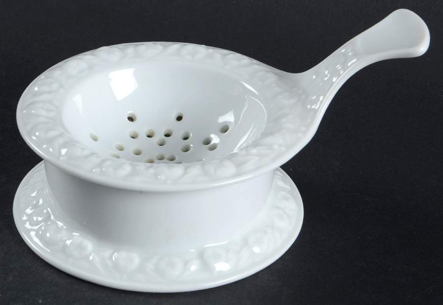 Maria White (12 Sided) Tea Strainer & Bowl by Rosenthal - Continental-1