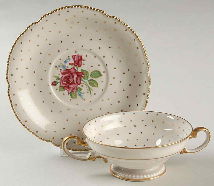 Martha Washington Footed Cream Soup Bowl & Saucer Set by Rosenthal - Continental-1