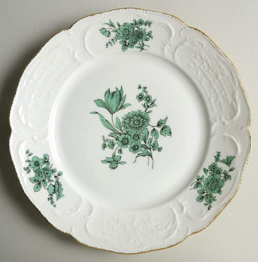 Meissen Flower Green Dinner Plate by Rosenthal - Continental-1