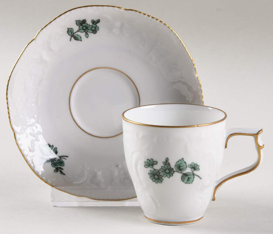 Meissen Flower Green Demitasse Cup & Saucer Set by Rosenthal - Continental-1