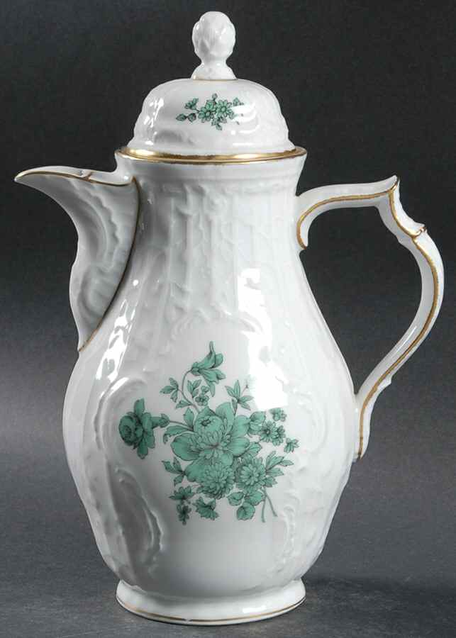 Meissen Flower Green Coffee Pot & Lid by Rosenthal - Continental-1