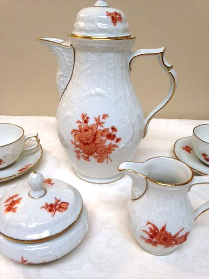 Meissen Flower Crimson Coffee Pot & Lid by Rosenthal - Continental-1