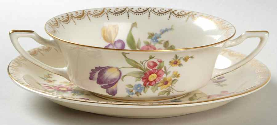 Meissen (Cream) Flat Cream Soup Bowl & Saucer Set by Rosenthal - Continental-1