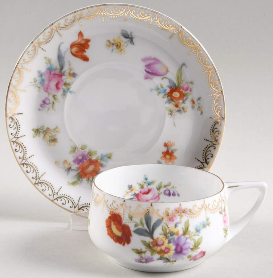 Meissen (White) Flat Cup & Saucer Set by Rosenthal - Continental-1