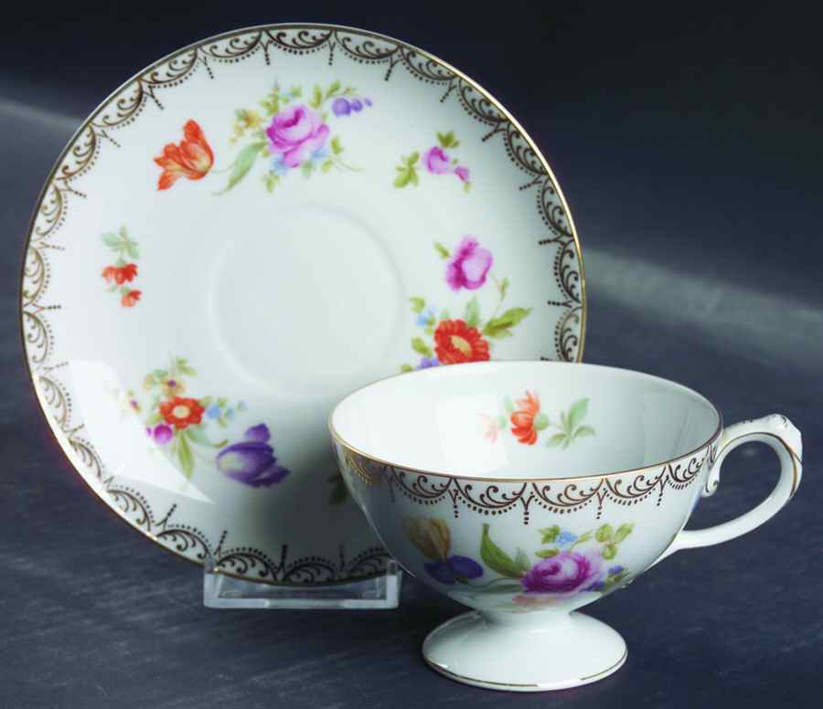 Meissen (White) Footed Cup & Saucer Set by Rosenthal - Continental-1