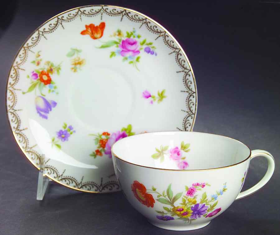 Meissen (White) Flat Cup & Saucer Set by Rosenthal - Continental-1