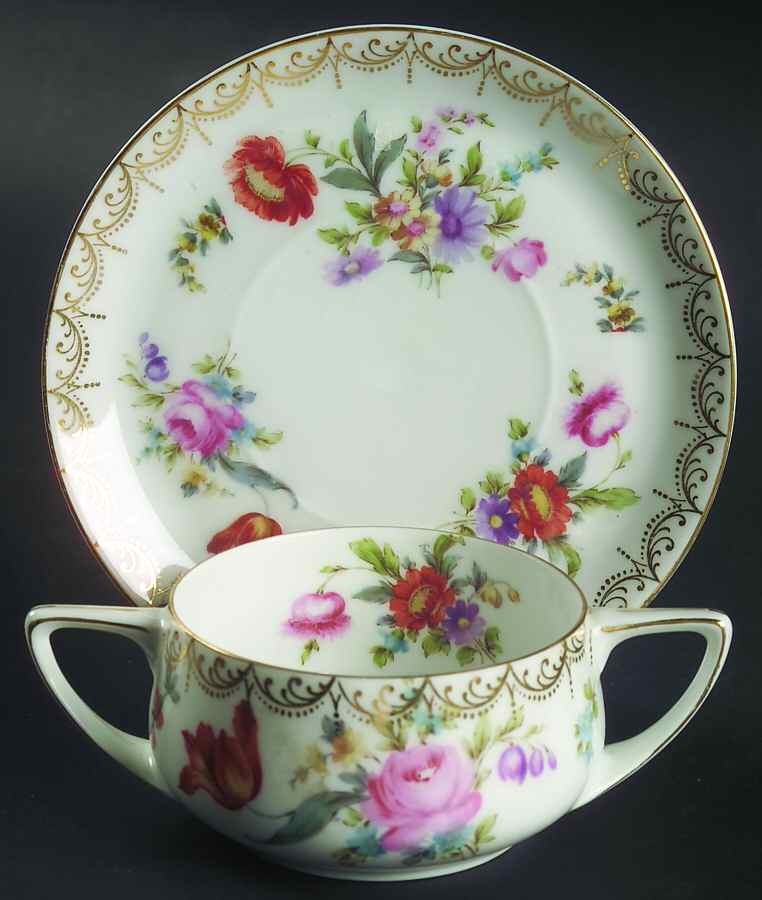 Meissen (White) Flat Bouillon Cup & Saucer by Rosenthal - Continental-1