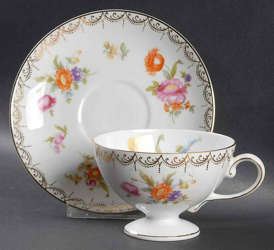 Meissen (White) Footed Cup & Saucer Set by Rosenthal - Continental-1