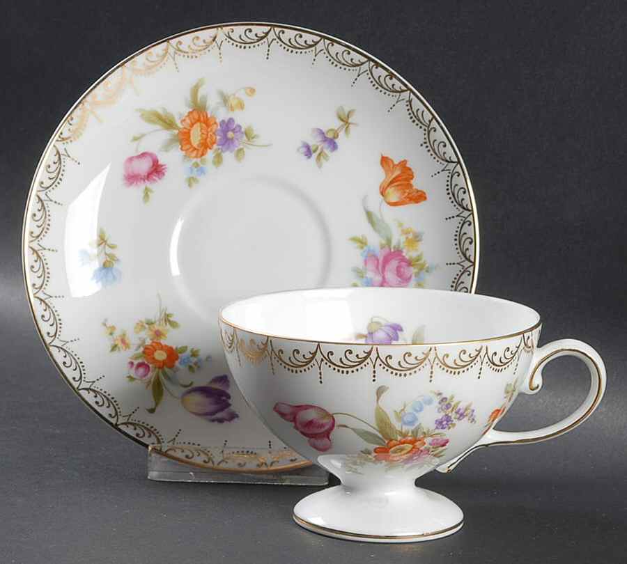 Meissen (White) Footed Cup & Saucer Set by Rosenthal - Continental-1
