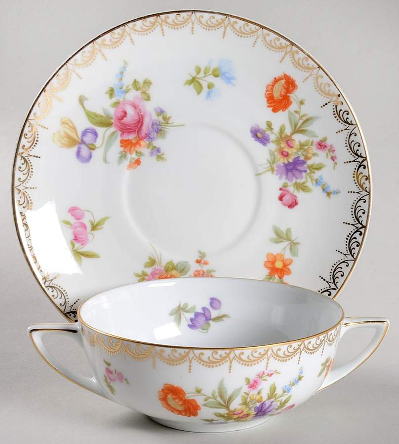 Meissen (White) Flat Cream Soup Bowl & Saucer Set by Rosenthal - Continental-1