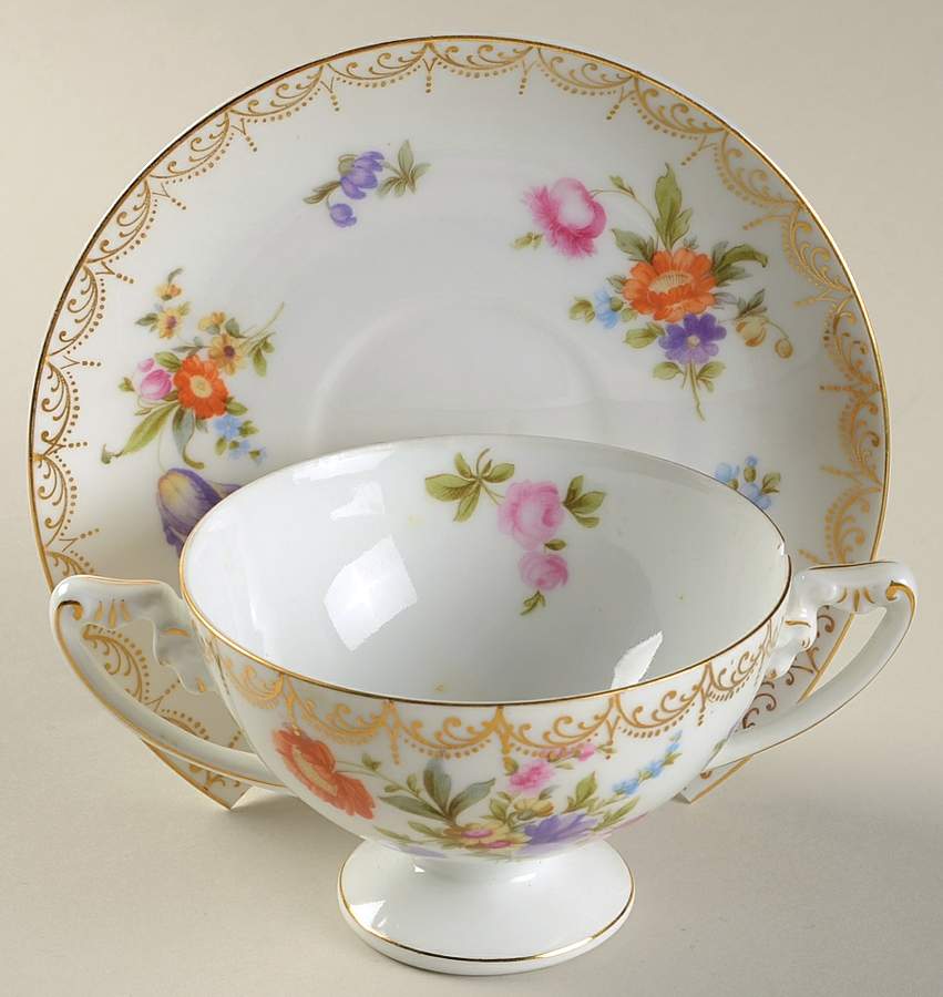 Meissen (White) Footed Bouillon Cup & Saucer by Rosenthal - Continental-1