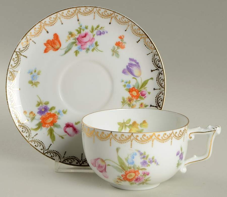 Meissen (White) Flat Cup & Saucer Set by Rosenthal - Continental-1