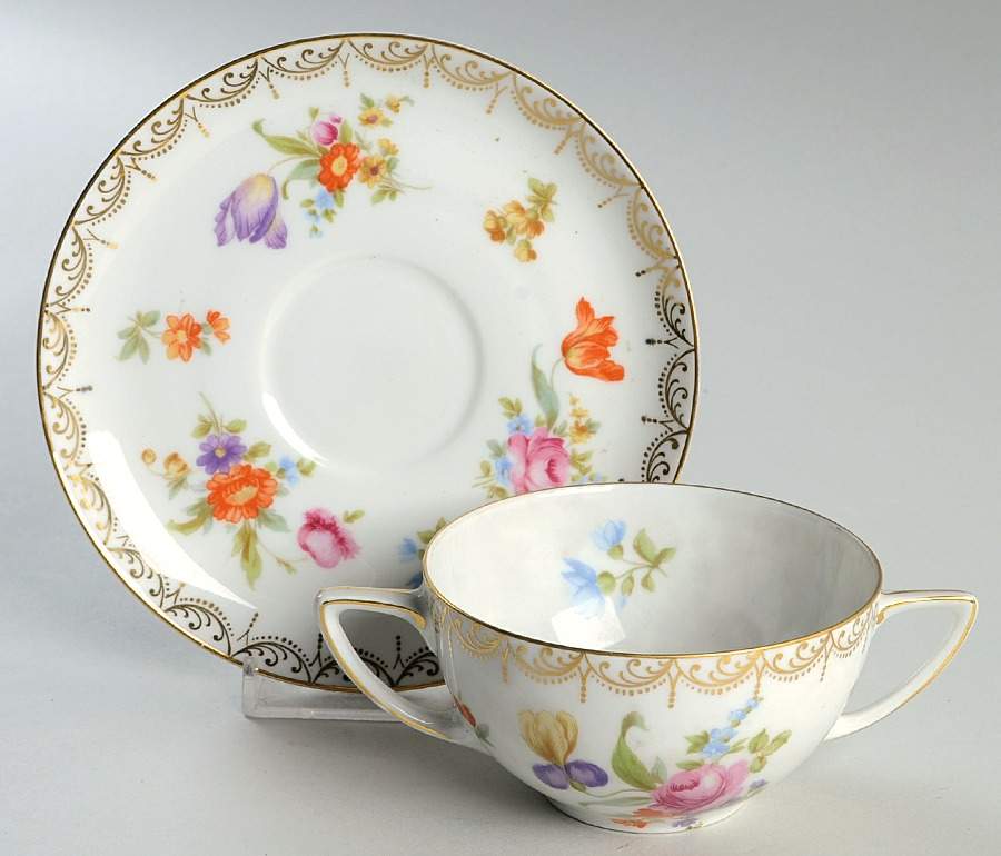 Meissen (White) Flat Bouillon Cup & Saucer by Rosenthal - Continental-1