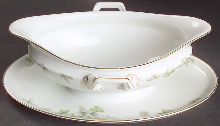 Mistletoe (Gold Trim) Gravy Boat with Attached Underplate by Rosenthal - Continental-1
