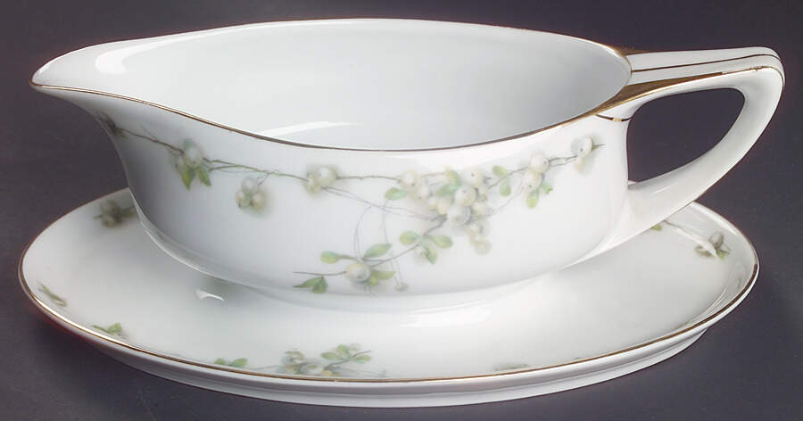 Mistletoe (Gold Trim) Gravy Boat with Attached Underplate by Rosenthal - Continental-1