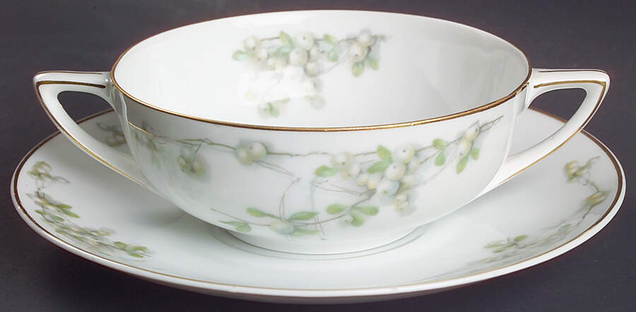 Mistletoe (Gold Trim) Flat Cream Soup Bowl & Saucer Set by Rosenthal - Continental-1