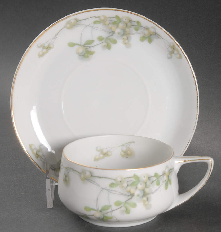 Mistletoe (Gold Trim) Flat Cup & Saucer Set by Rosenthal - Continental-1