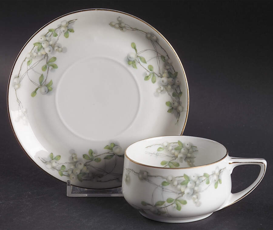 Mistletoe (Gold Trim) Flat Cup & Saucer Set by Rosenthal - Continental-1
