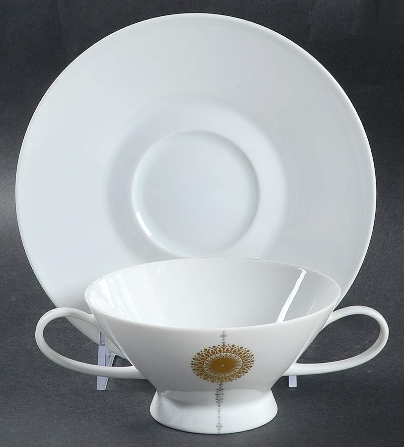 Midnite Sun Footed Cream Soup Bowl & Saucer Set by Rosenthal - Continental-1